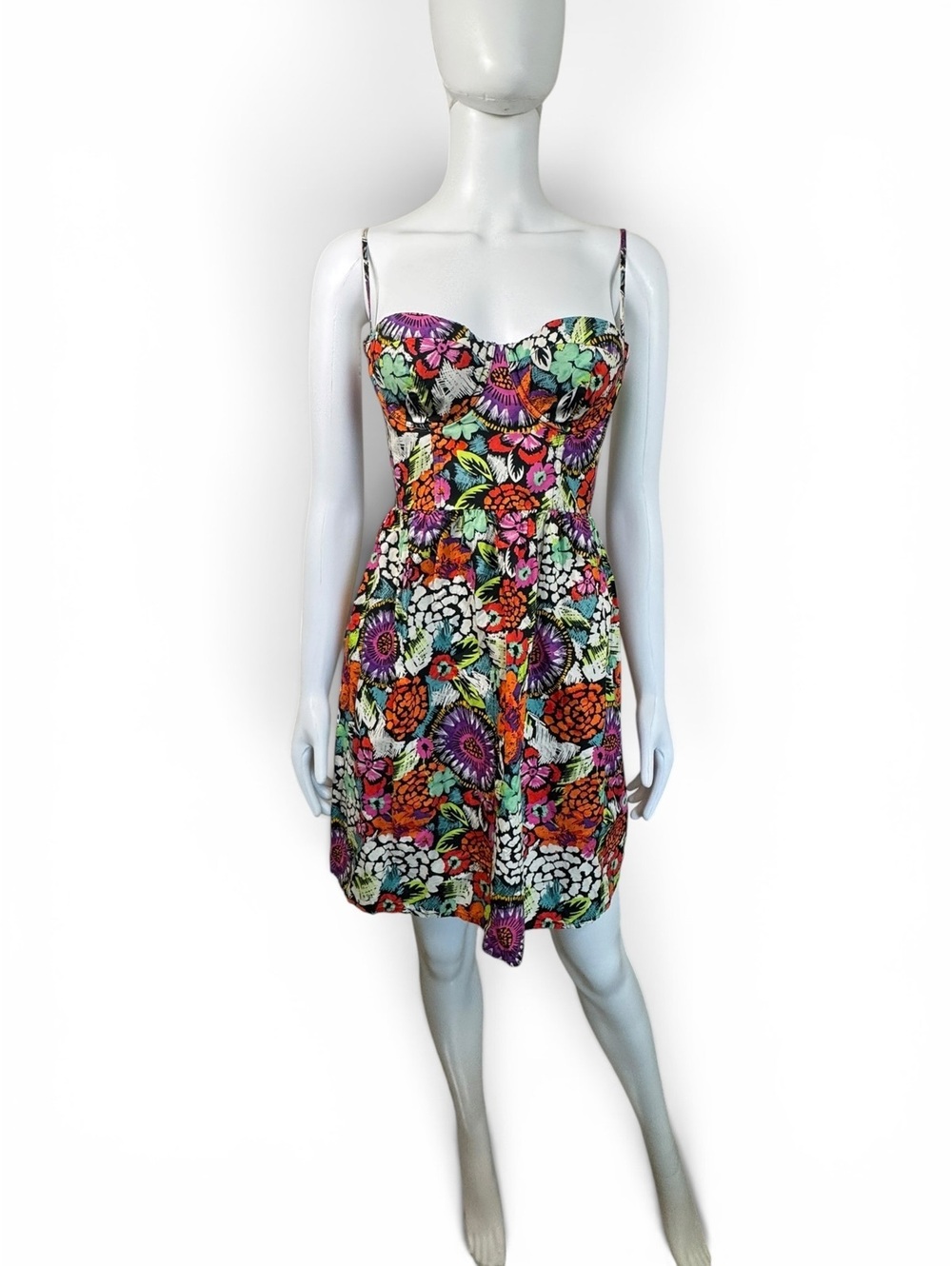 Floral 100% Cotton Corset Size 6, small Cocktail Date Night Dress